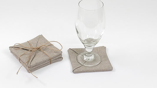 Fabric Coasters Set Of 4 Natural Linen Mug Rug set