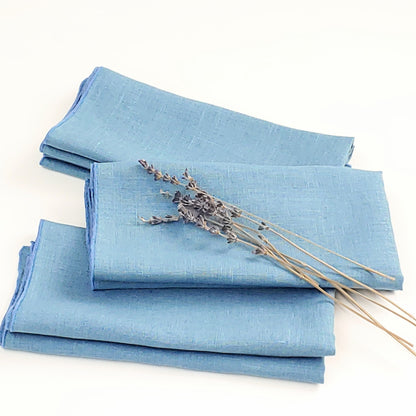 Cloth Blue Linen Napkins (Set of four 18” x 18”)