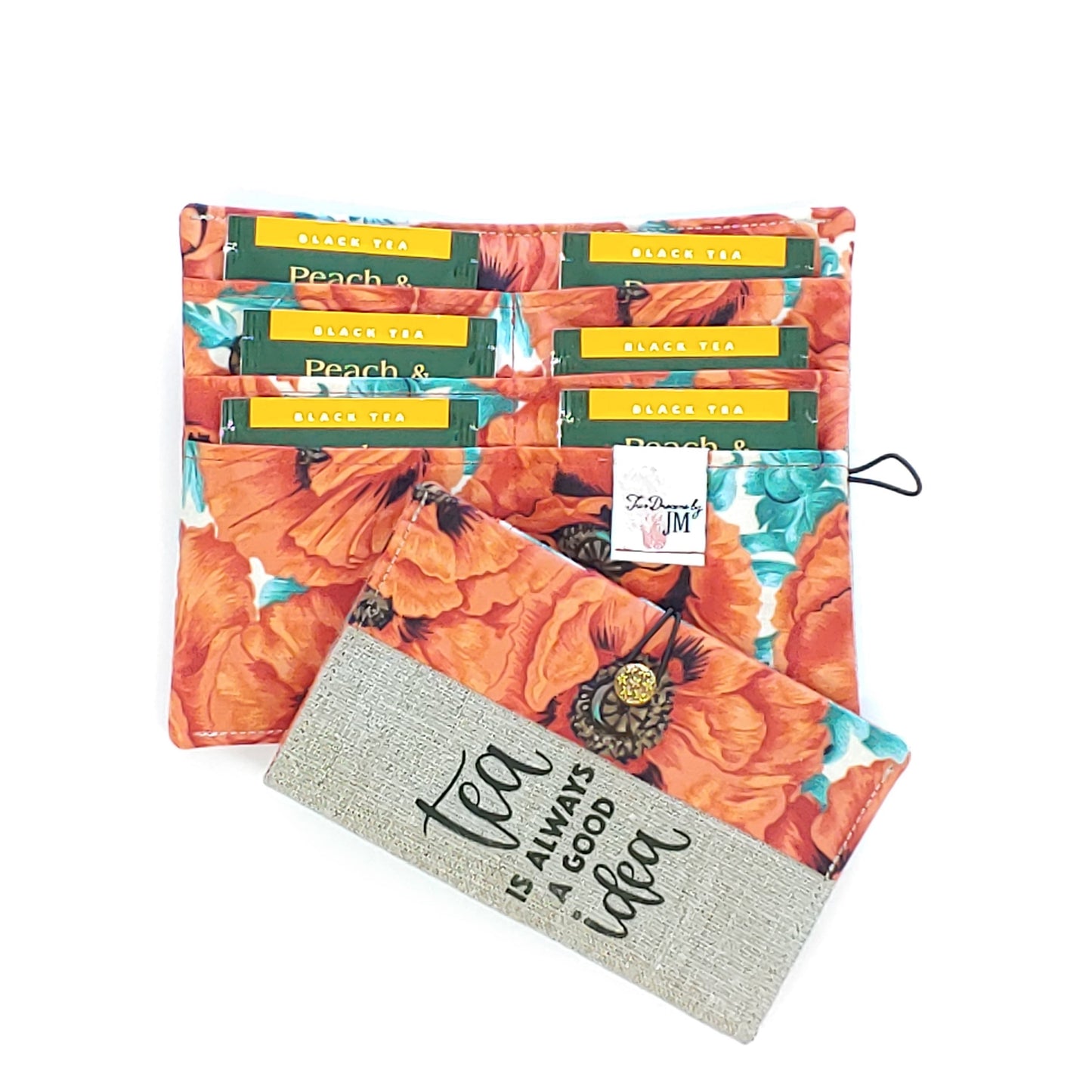 Red Poppy Tea Pouch Organizer