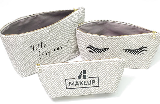 Set of Three Cosmetic Make-Up Pouches Makeup Holder