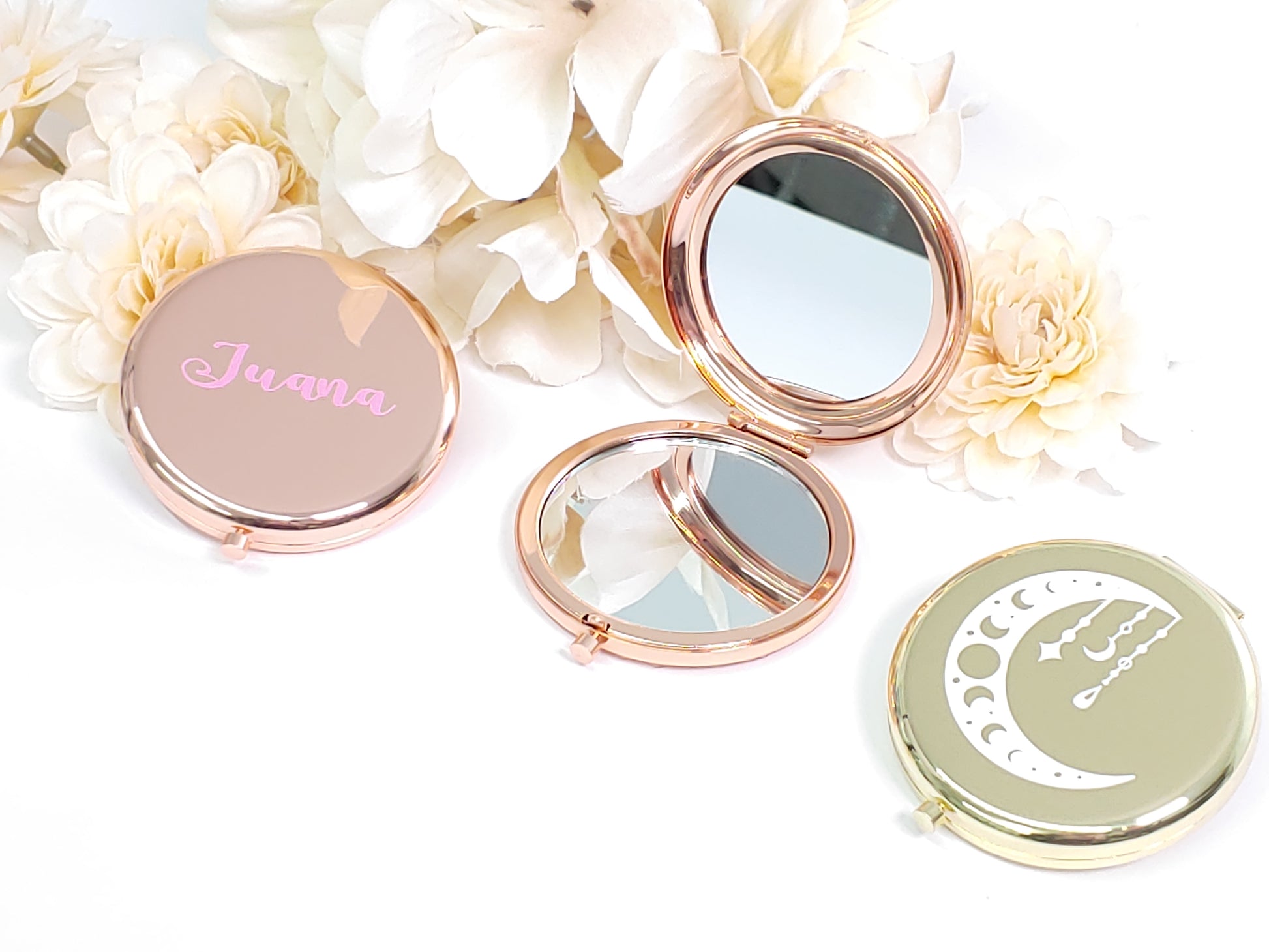 Personalized Gold Metal Pocket Mirror