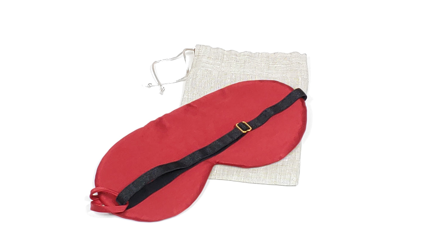 Ruby Red Solid Silk Sleep Mask Eye Mask Eye Cover Soft Sleep Mask + Carry Pouch