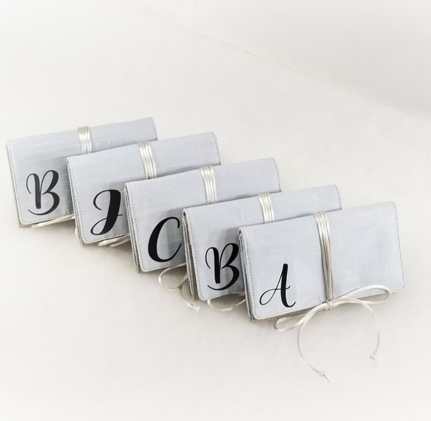 Blue Bridesmaid Gifts Set of Five Travel jewelry roll