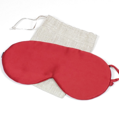 Ruby Red Solid Silk Sleep Mask Eye Mask Eye Cover Soft Sleep Mask + Carry Pouch